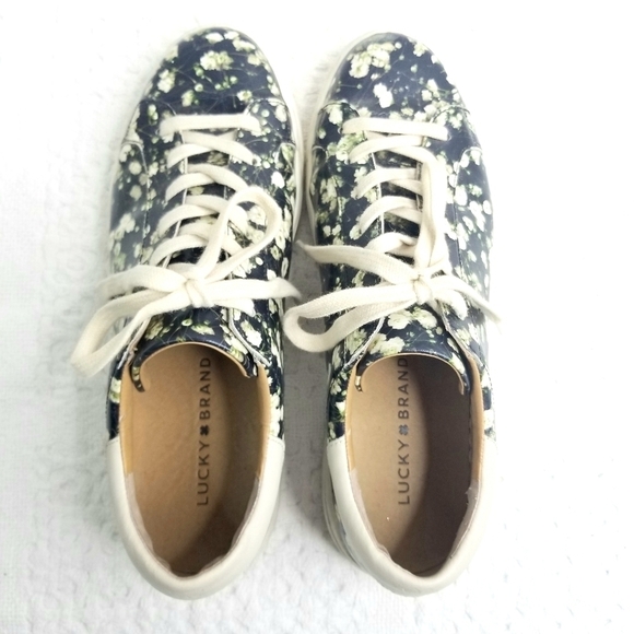 Lucky Brand Women's Lotus Floral Lace Up Leather Upper  Sneaker Shoes Size 8.5 - Picture 4 of 8